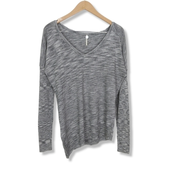 Margaret O'Leary Assymetric Trim Knit Top in Heather Gray Size Medium - Picture 2 of 5